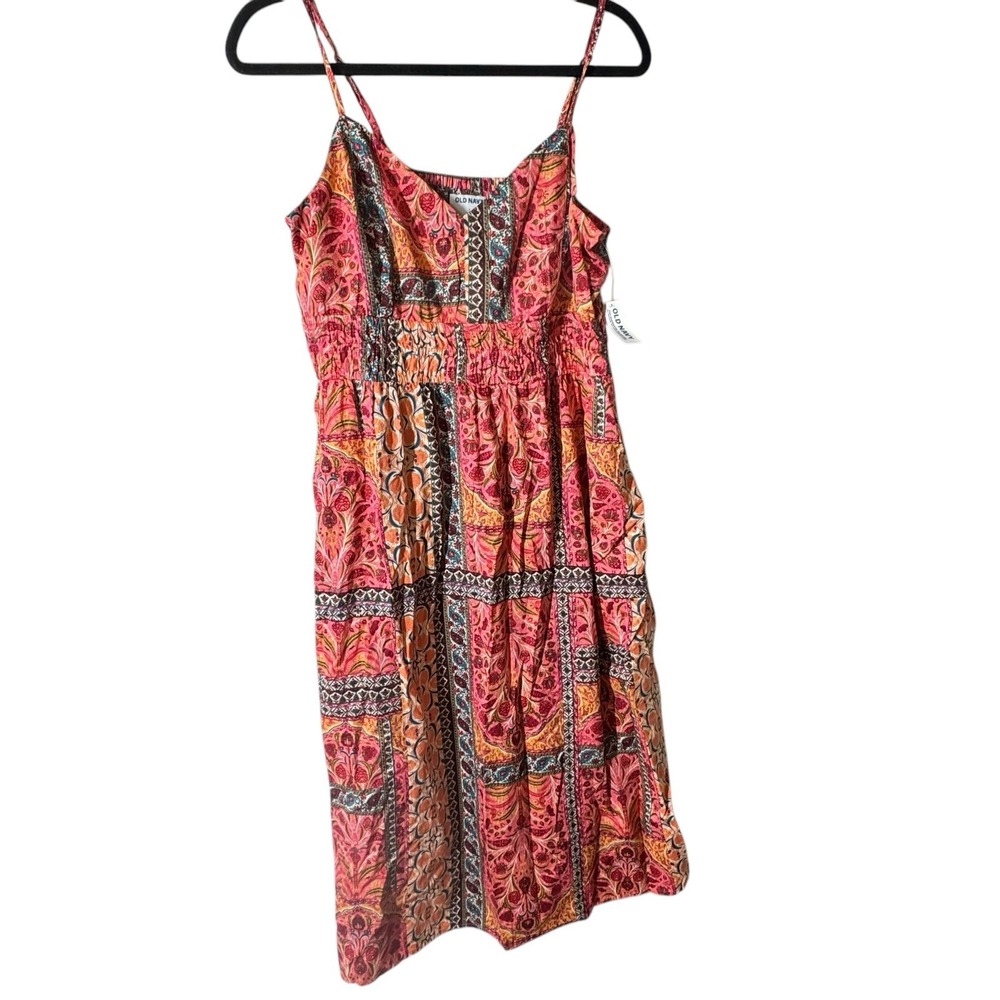 Old Navy Strapless Paisley Sundress in Pink and Orange